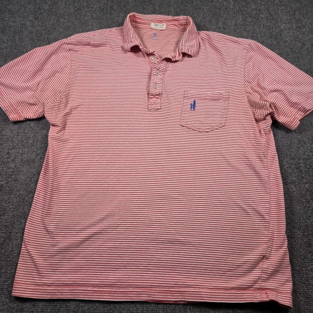 Johnnie-O West Coast Prep Golf Polo Embroidered Pocket Logo Mens Large Striped